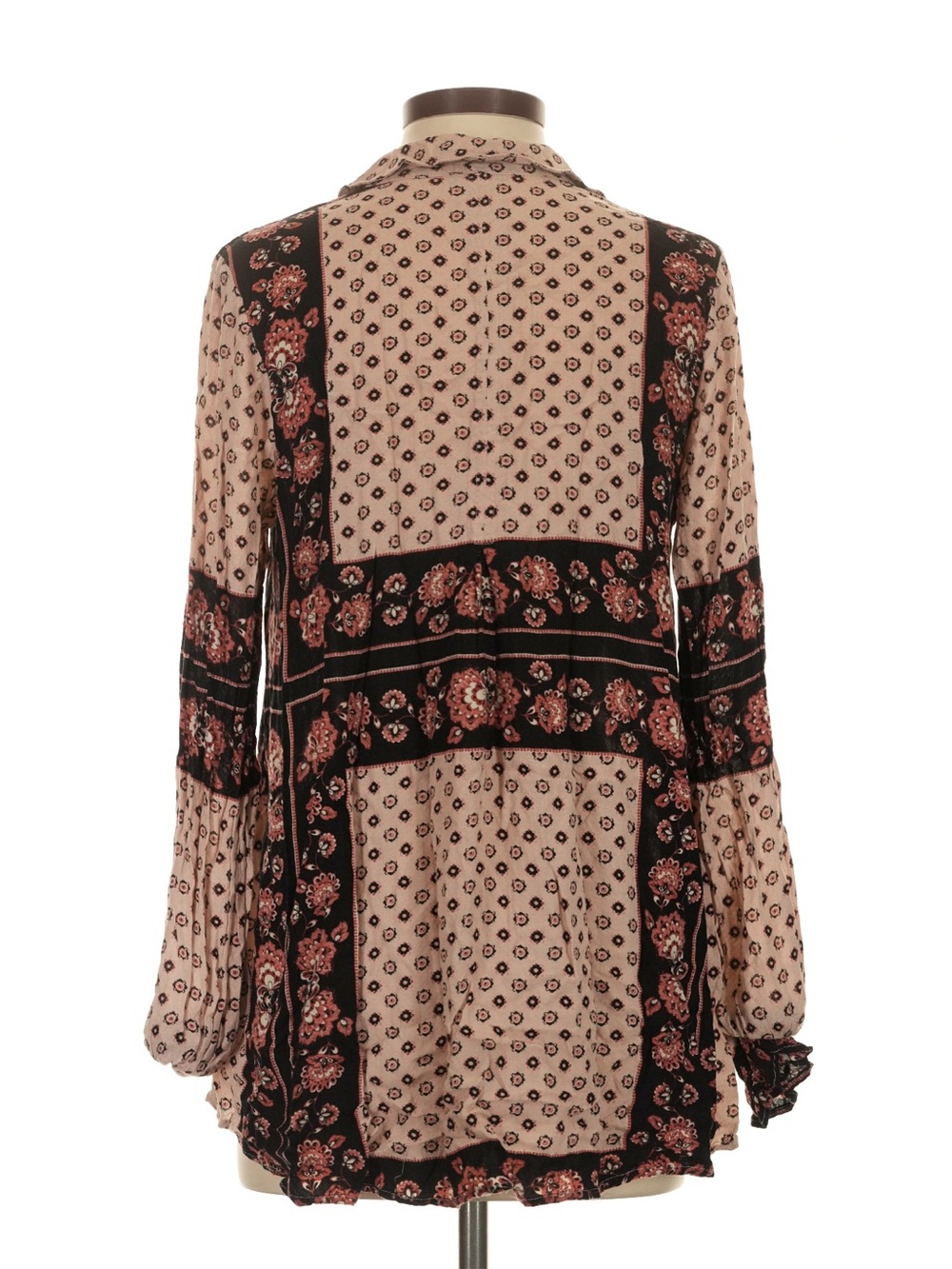 Free People “Changing Times” Boho Mixed Floral Print Ruffle Long Sleeve Tunic• S - Picture 11 of 15